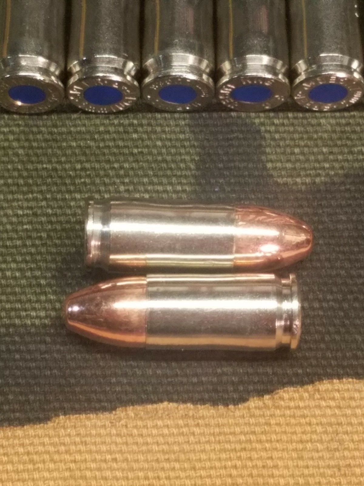 9MM LUGER SNAP CAPS SET OF 20 (NICKEL+BLUE) REAL 115GN WEIGHT!!!