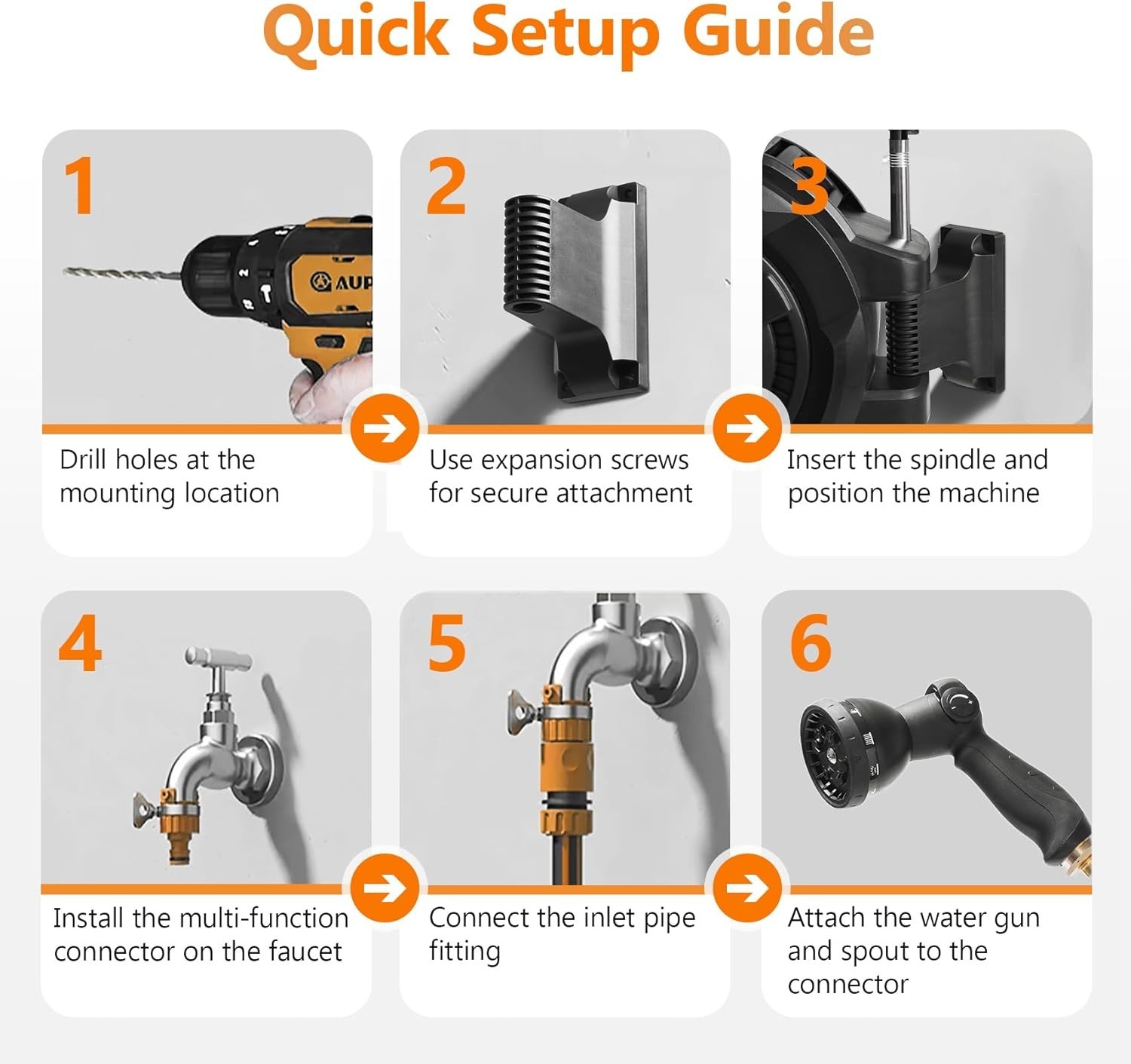 wikiwiki Retractable Garden Hose Reel 1/2 in x 100 ft, Heavy Duty Wall Mounte...