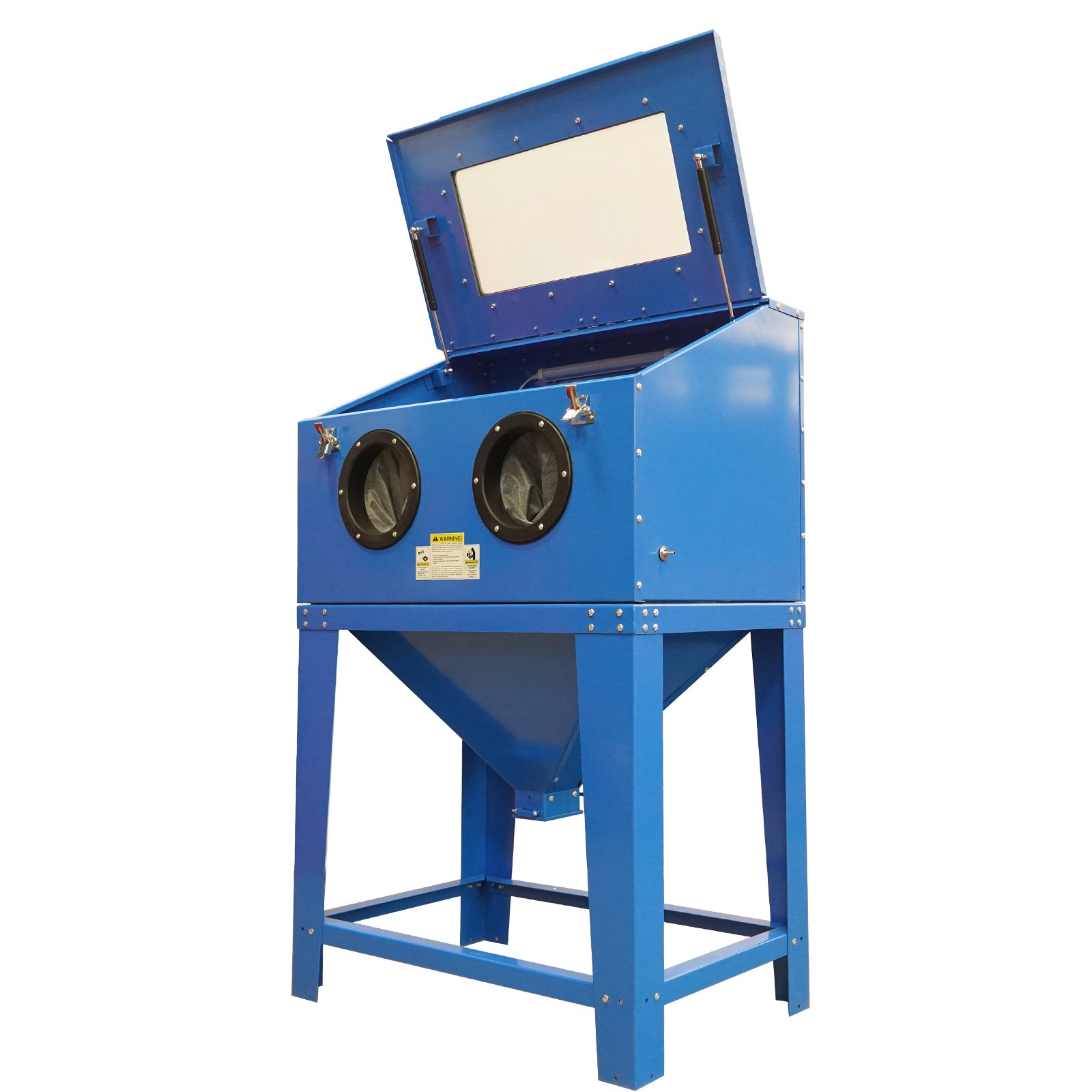 90 Gallon Sand Blasting Cabinet Stand Blasting Gun & 4 Nozzles Gloves Blue