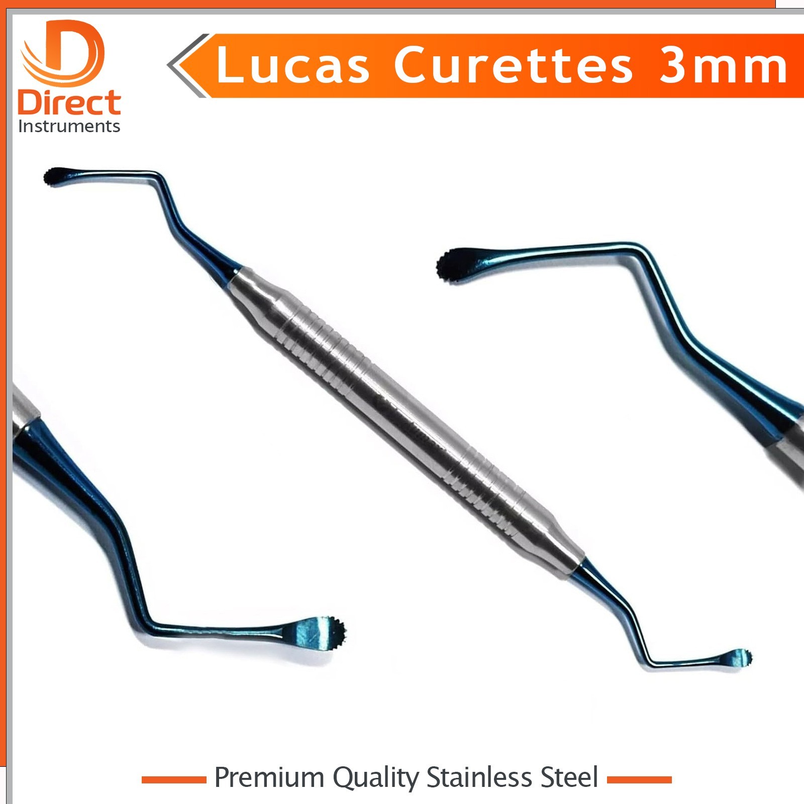 Lucas Bone Curette 3mm – Serrated Surgical Spoon Curette Periodontal Dental