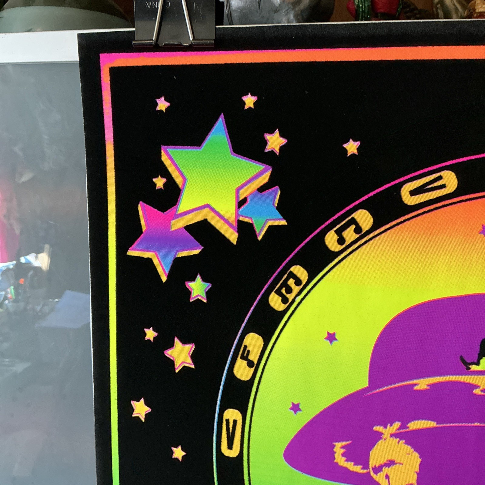 Vintage Hendrix Black Light Flocked Poster 21.5”x33”