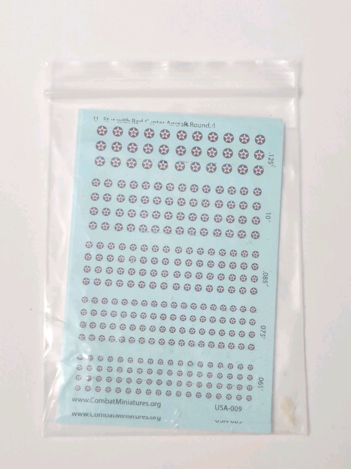 Axis & Allies Waterslide Decals - 1/285 - 1/300 Scale - US STAR AIRCRAFT WW2