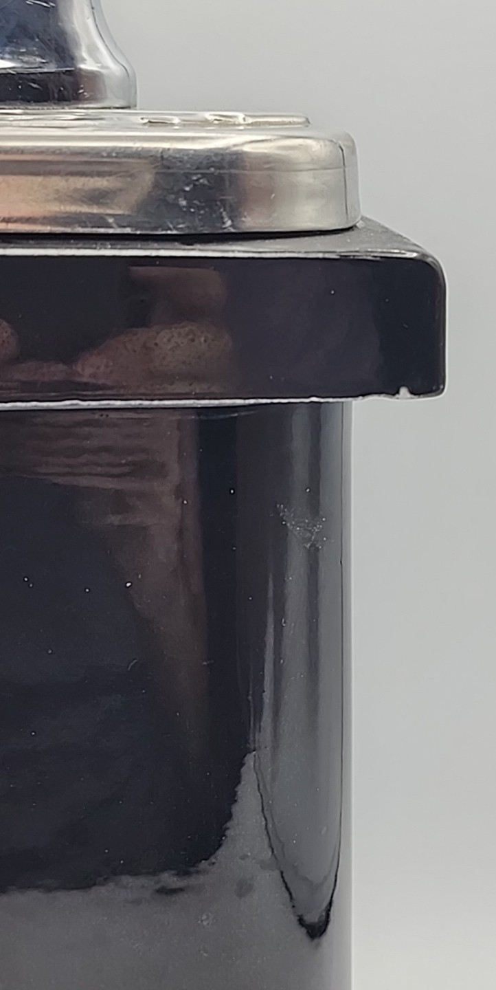 Hall Fountain Bar Liquor Dispenser Canister Pump Label "Brandy" Flaws READ BLUE