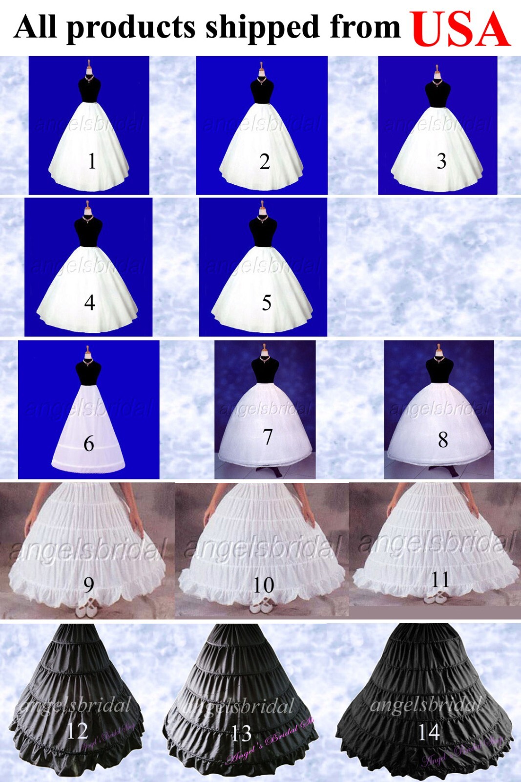 Premium Quality Bridal Petticoat Hoop Skirt Crinoline Slip Halloween Costume