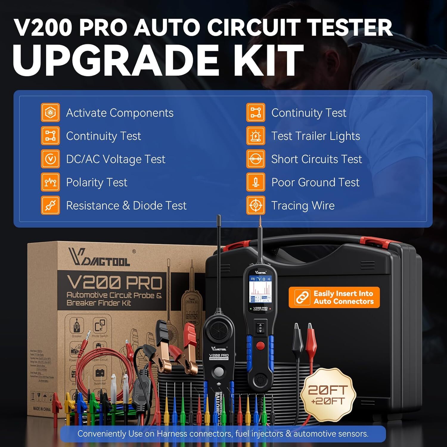 Upgrade V200 Pro Automotive Power Circuit Probe Tester Break Finder with 30 Pin