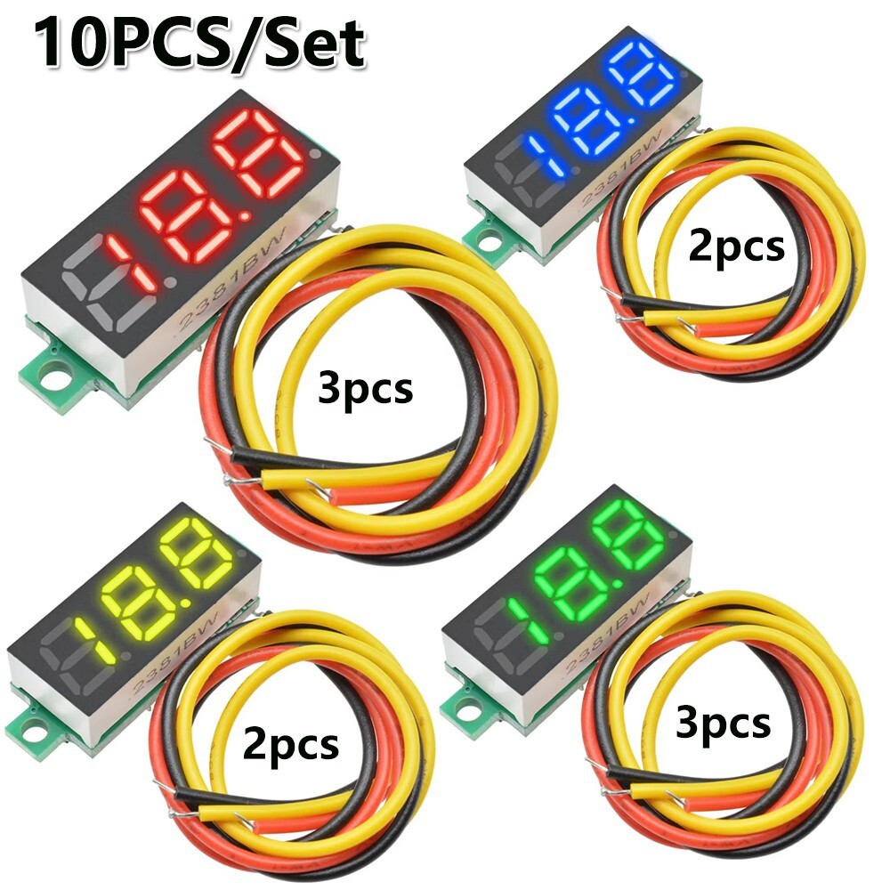 10PCS 0.28" Mini DC 0-100V Voltage Tester Gauge Meter Digital LED Voltmeter