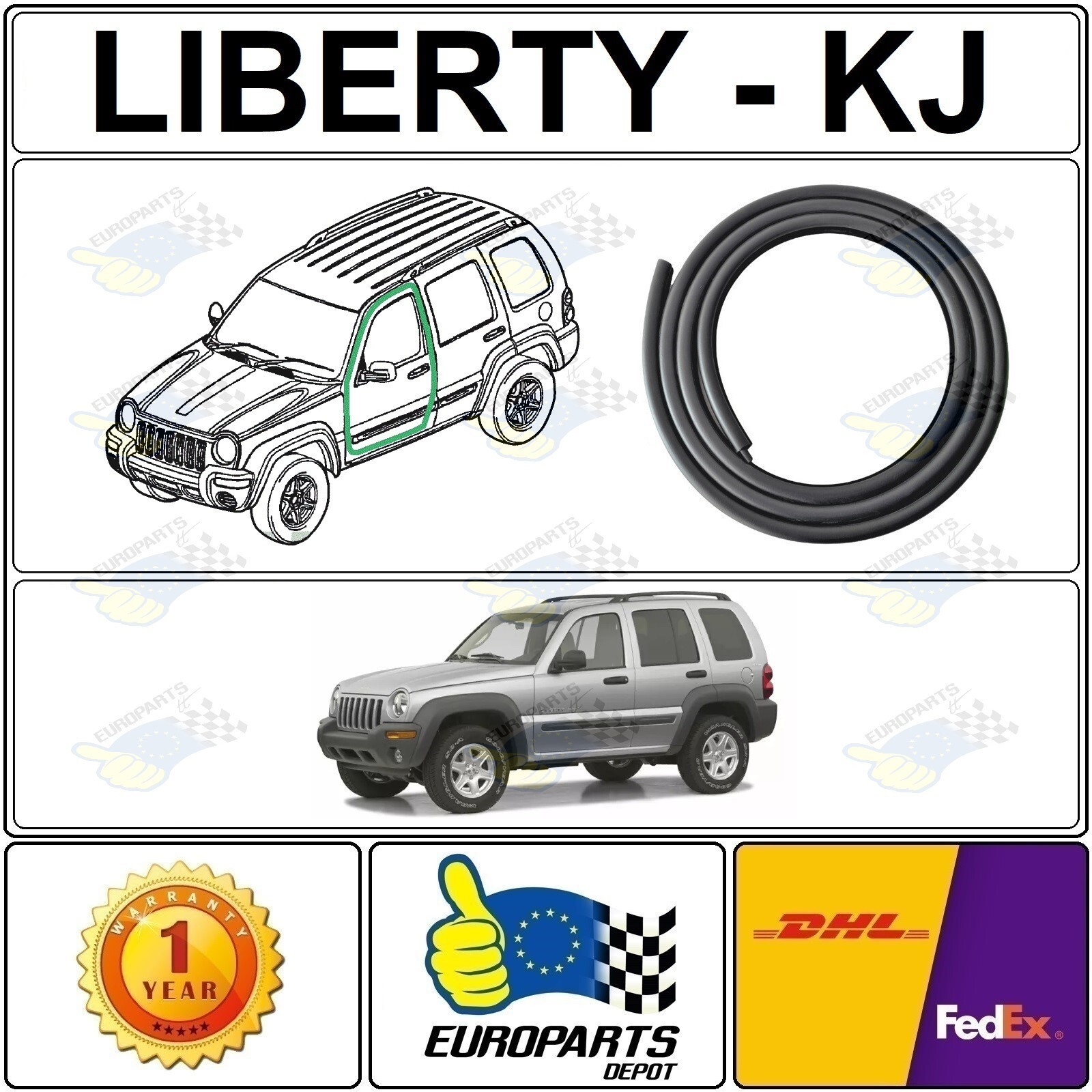 Jeep Liberty KJ Cherokee Front Rubber Door Seal Weather-Strip 55360 965AA