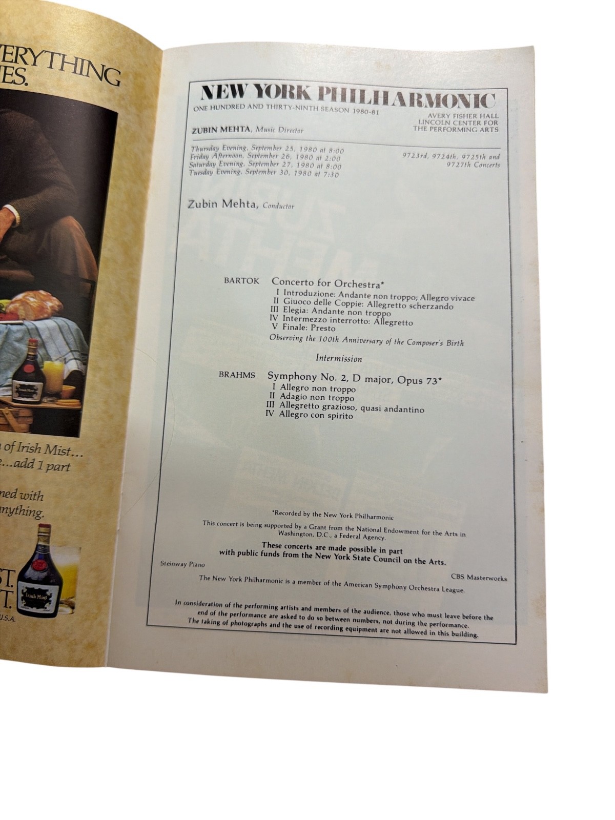 1983 Metropolitan Opera Stagebill Lincoln Center Program La Boheme MET NYC