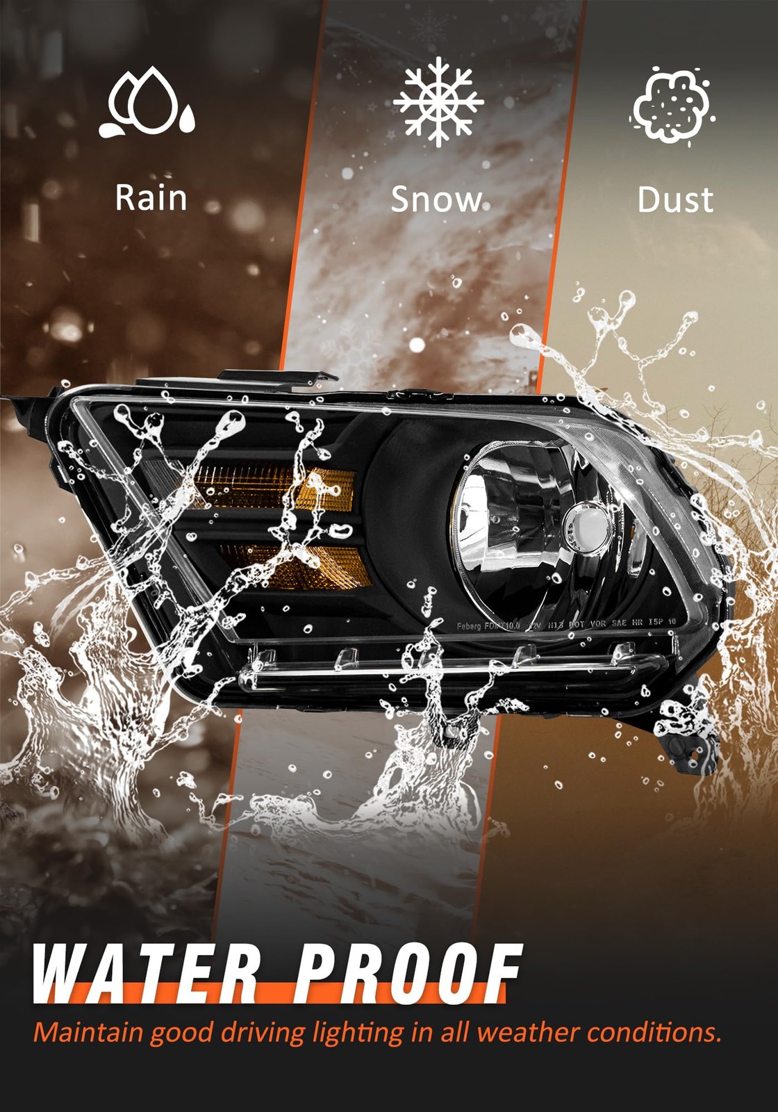 Headlight Assembly Compatible with Ford 10-14 Mustang /Mustang Headlamp