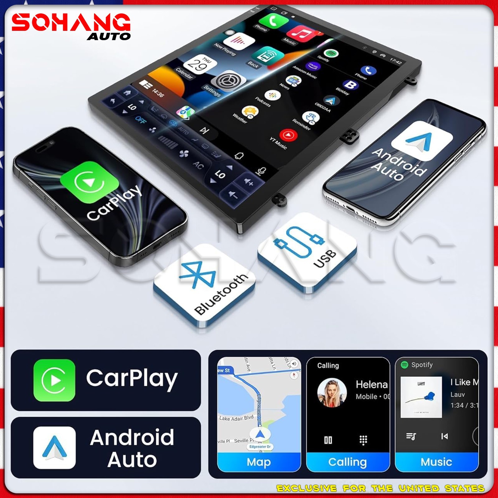 SoHang | 12.1'' Car Radio Stereo CarPlay For Ford F150 F250 F350 Tesla Style GPS