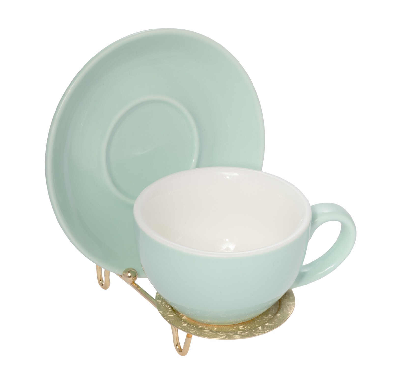 Etched Base Cup & Saucer Stand - Elegant Display Holder for Tea Sets | 6 Pack