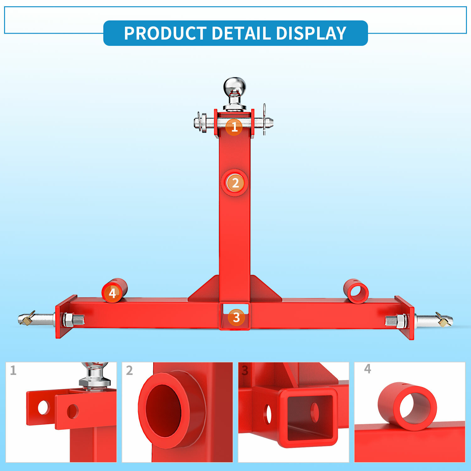 3 Point Gooseneck Receiver Hitch Trailer Mover Ball Drawbar CAT 1 Spear Receiver