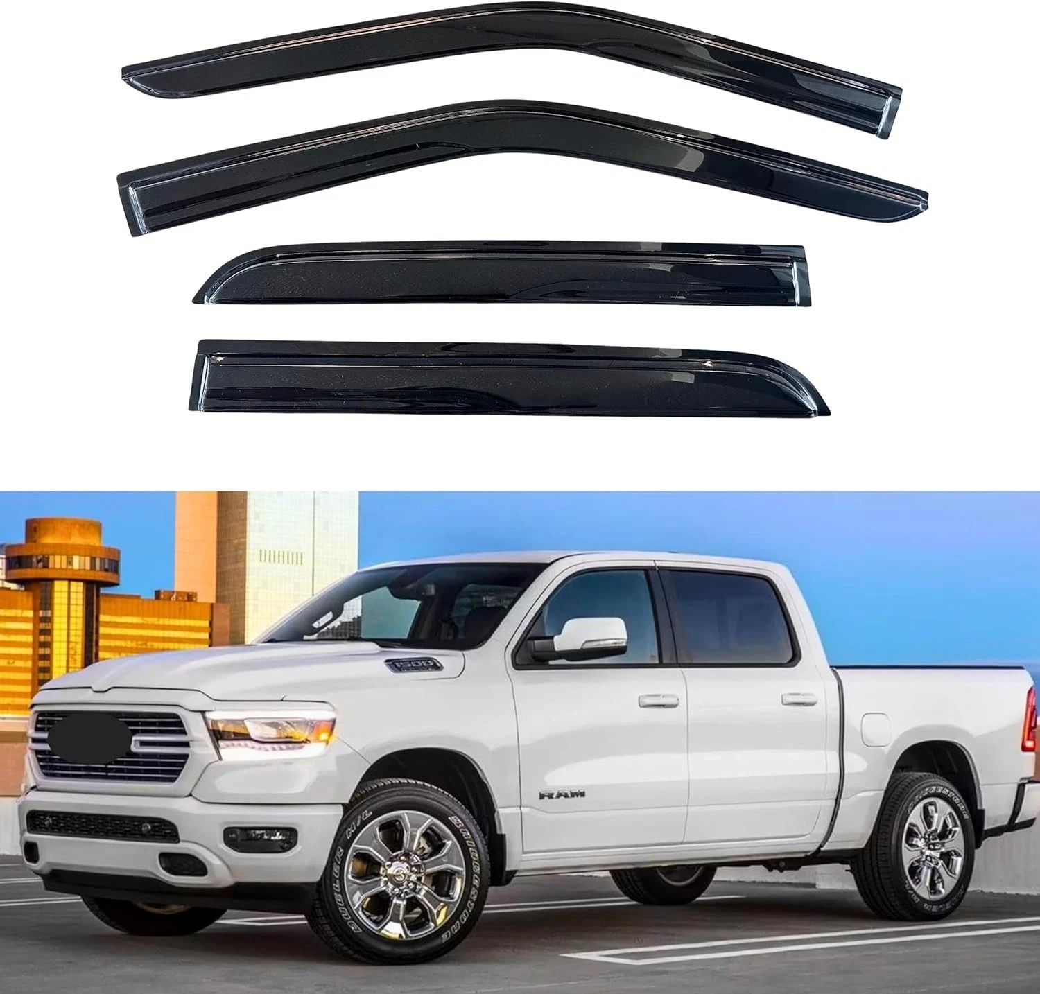 Window Visor Compatible with 19-25 RAM 1500 Crew Cab (New Body Style Only)