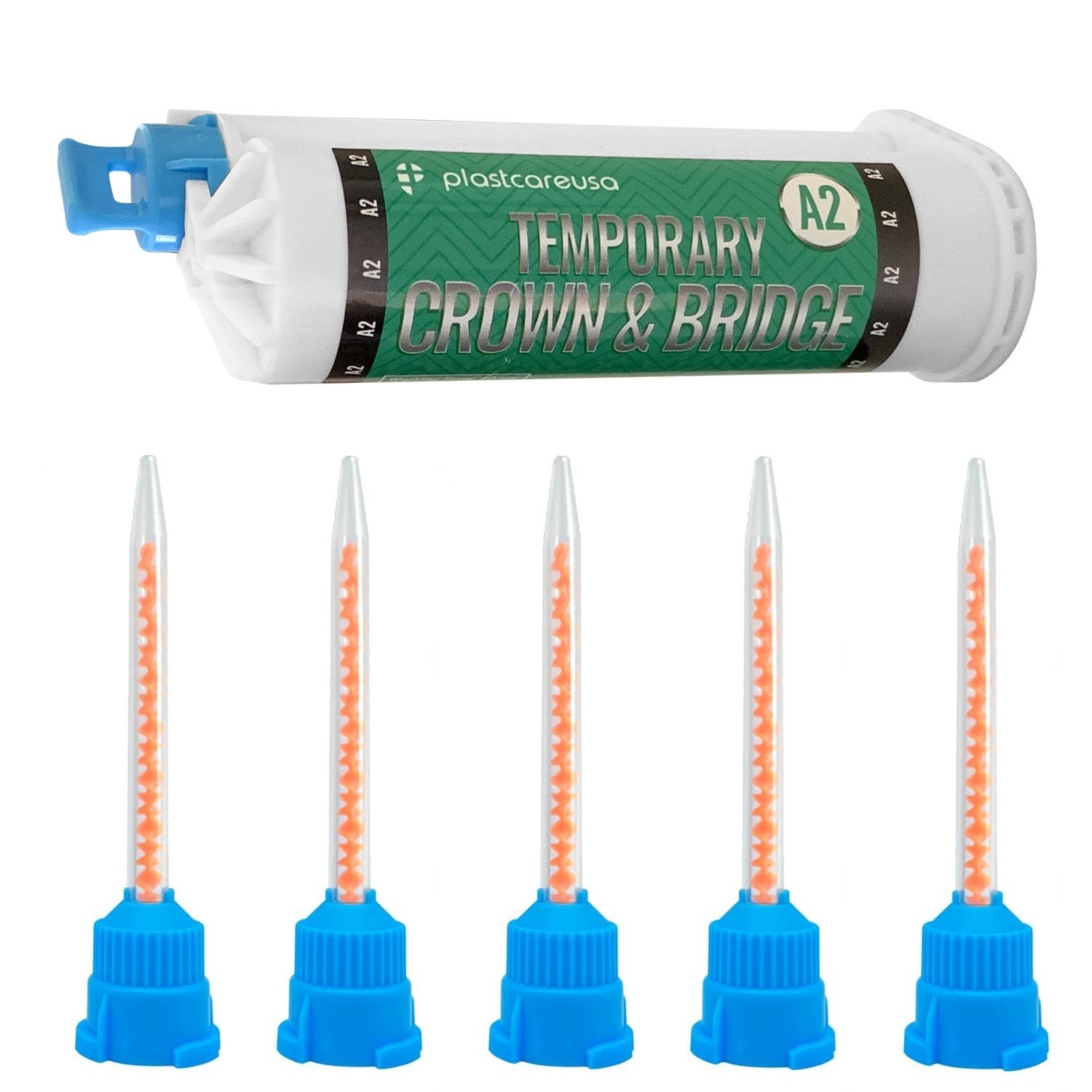 Dental A2 Temporary Crown & Bridge Material (10:1) + Includes 5 Mixing Tips