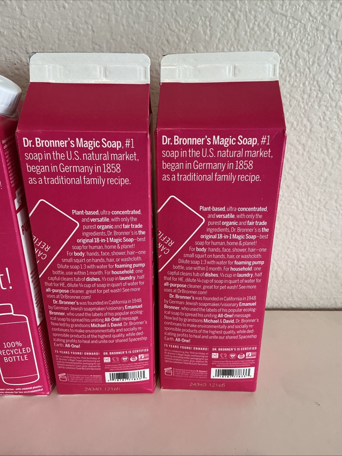 Lot Of 4 Pure Castile Liquid Soap Refill Rose 32 Oz