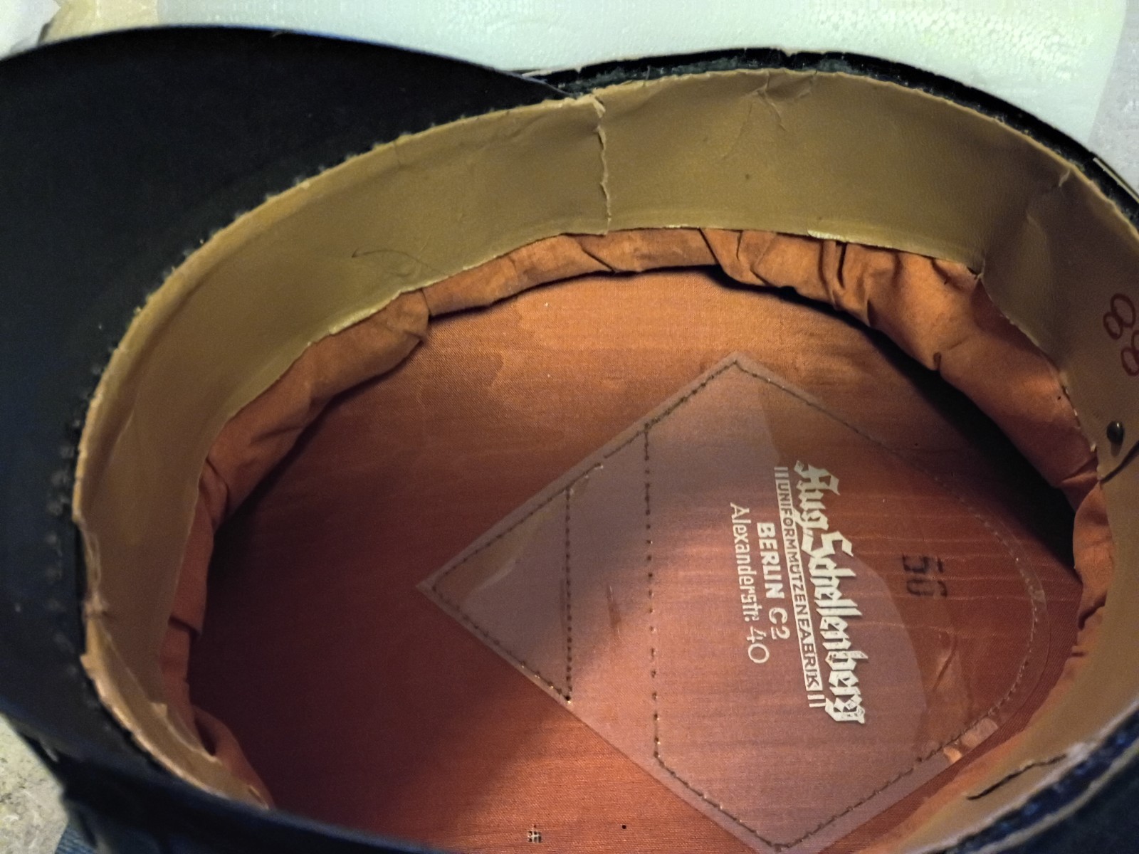 World War 2 German Customs NCO Enlisted Visor hat cap with bug bites misshaped