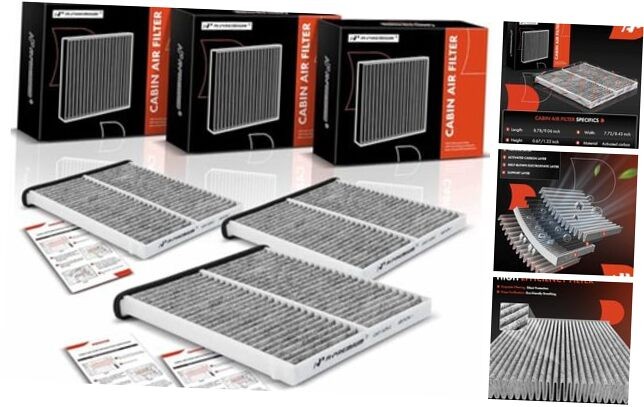 3-PC Cabin Air Filter with Activated Carbon Compatible with Mazda Vehicles -