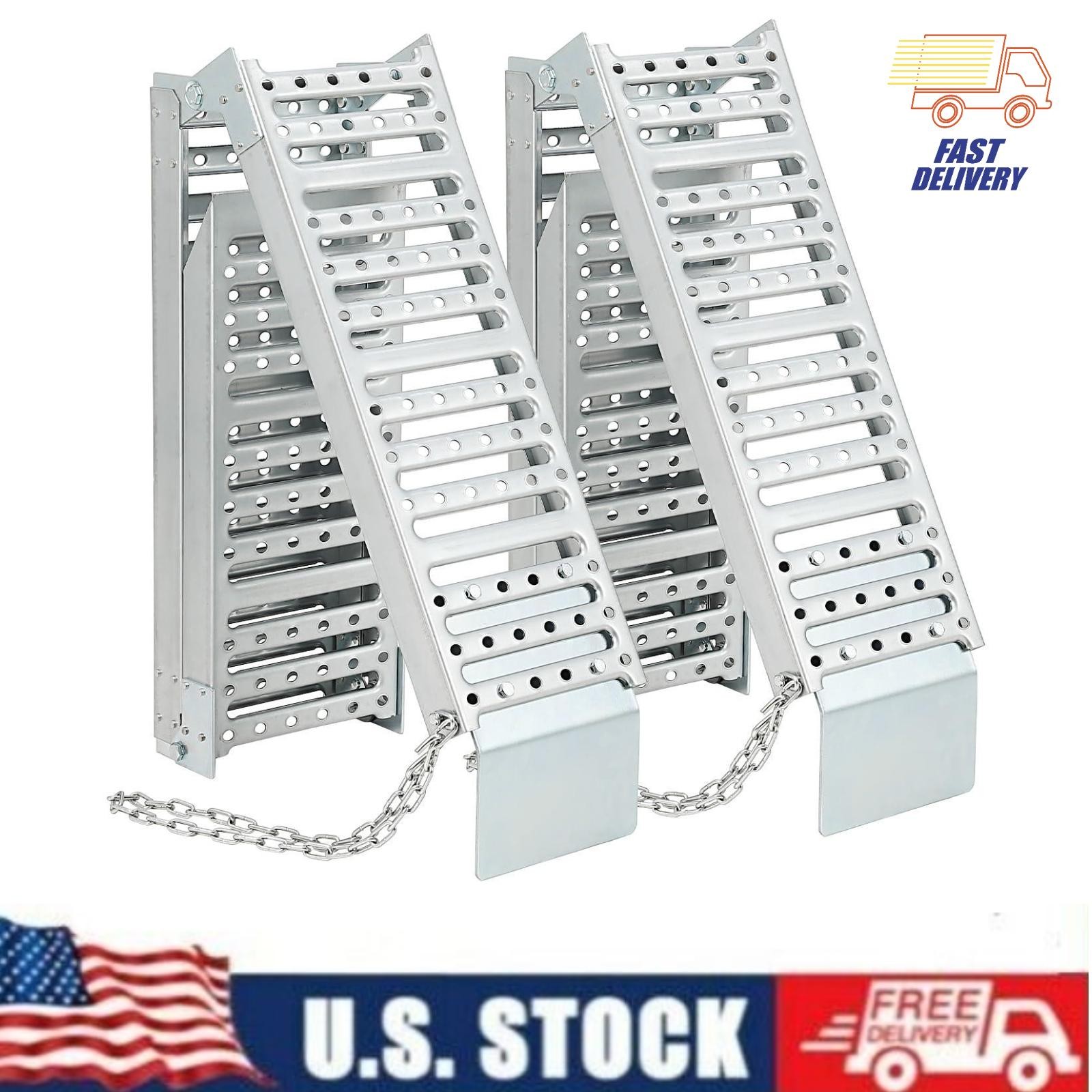 1500 lbs Steel Foldable Loading Ramps Tri-fold Truck Ramp for Lawn Mower Truck