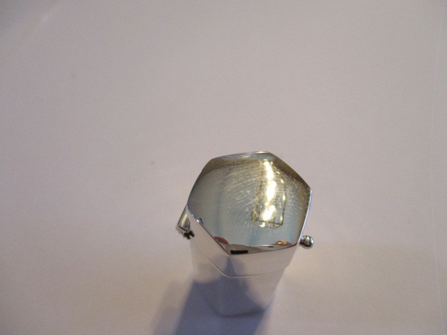 Sterling silver pill box hexagon shape tall Smooth all around soild 925