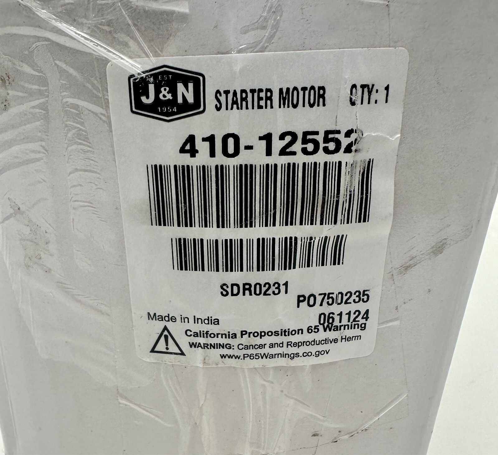 J&N 410-12552 Starter Motor For International UC-60 U-1 Model 64 Farmall Cub