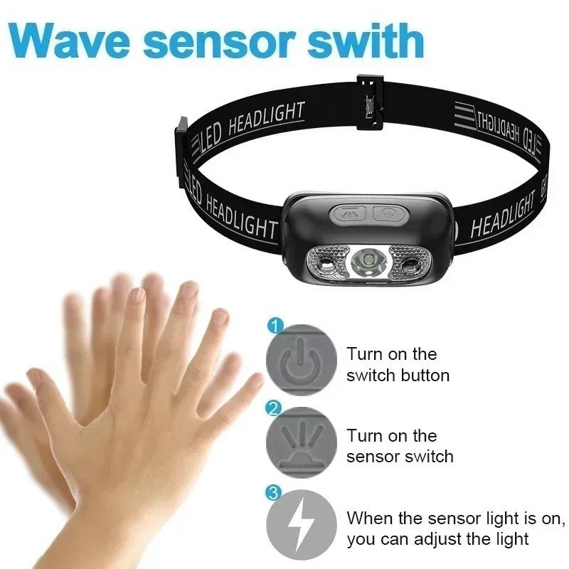 LED Headlamp USB Rechargeable Flashlight Waterproof Head Lamp Torch Camping USA