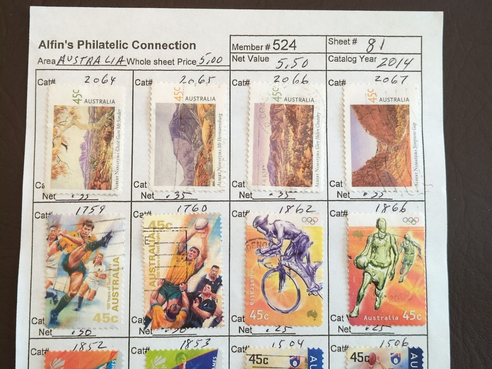 APC W5116 Australia used on circuit sheets with over $100 scv