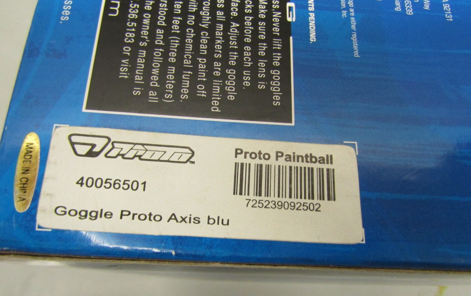 Proto Axis Paintball Mask Goggle - Black/Blue