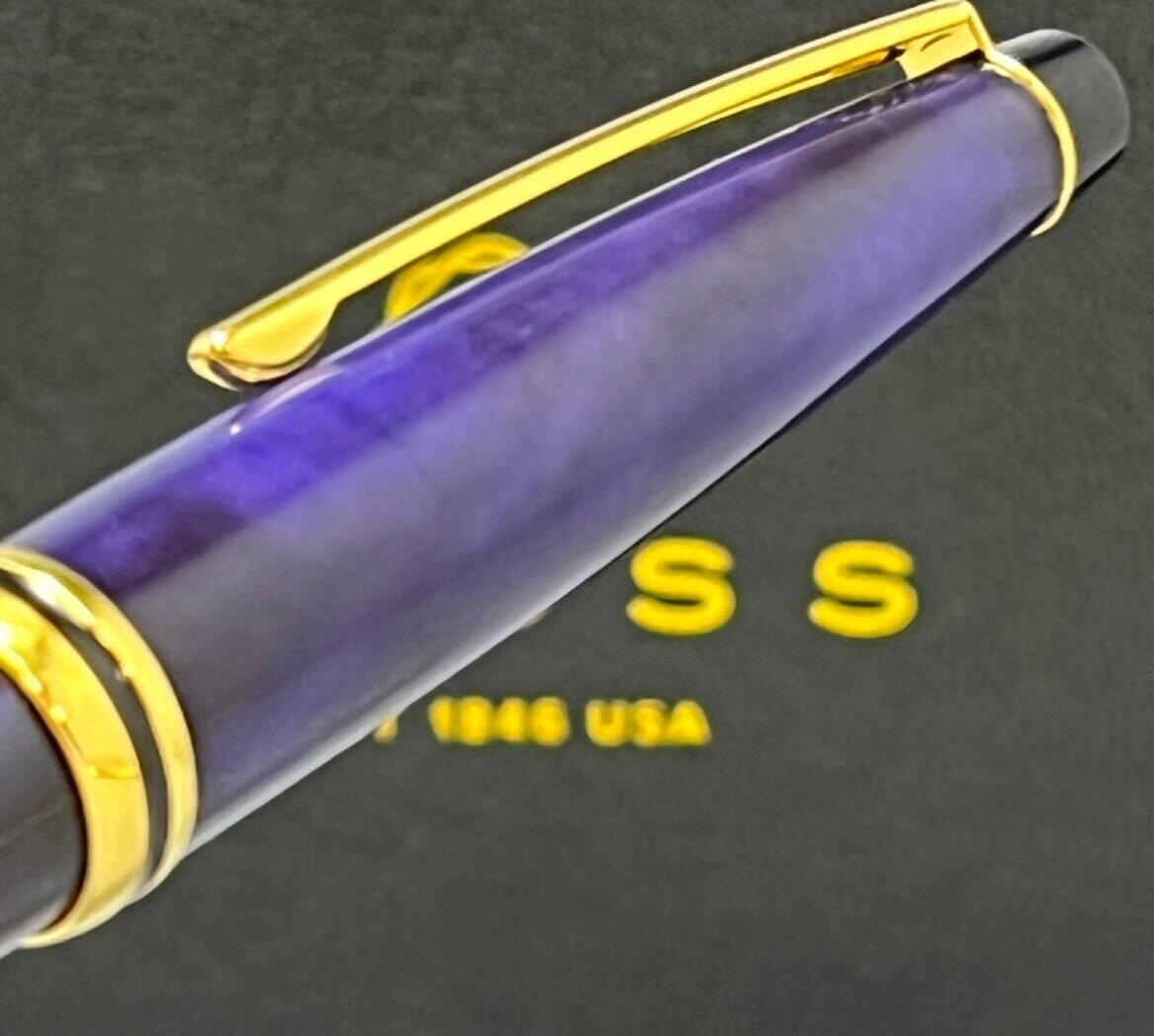 VTG Cross Radiance Blue/Black Swirl & 22K Gold Trim Ballpoint Pen + Premium Box