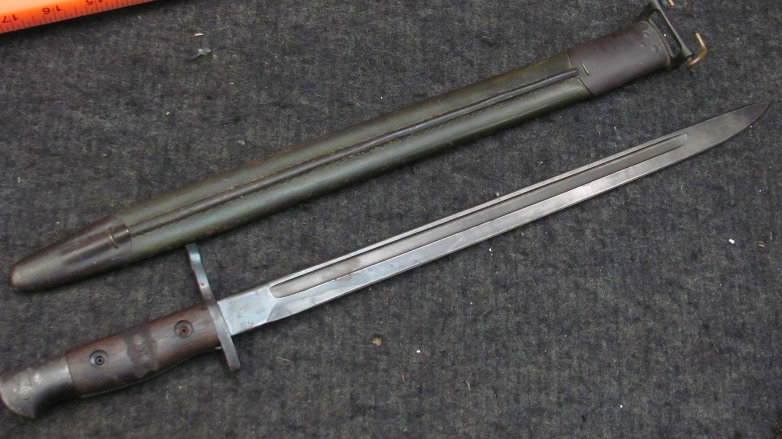 WWI US Army M1917 Enfield Rifle Bayonet w/Scabbard Remington - Trench Shotgun 1