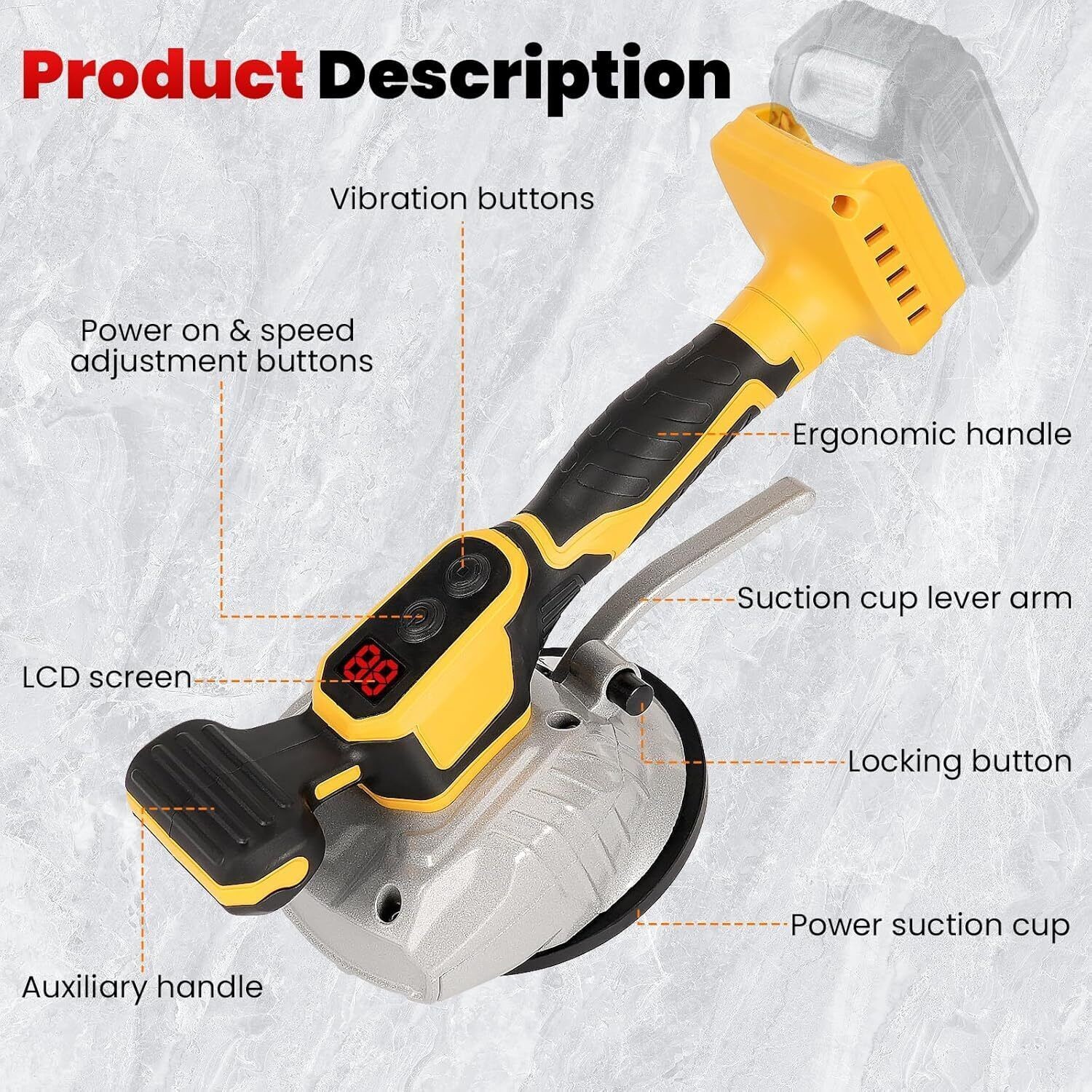 Tile Vibration Leveling Machine Tool for Dewalt 20V Battery Suction Cup 5-speeds