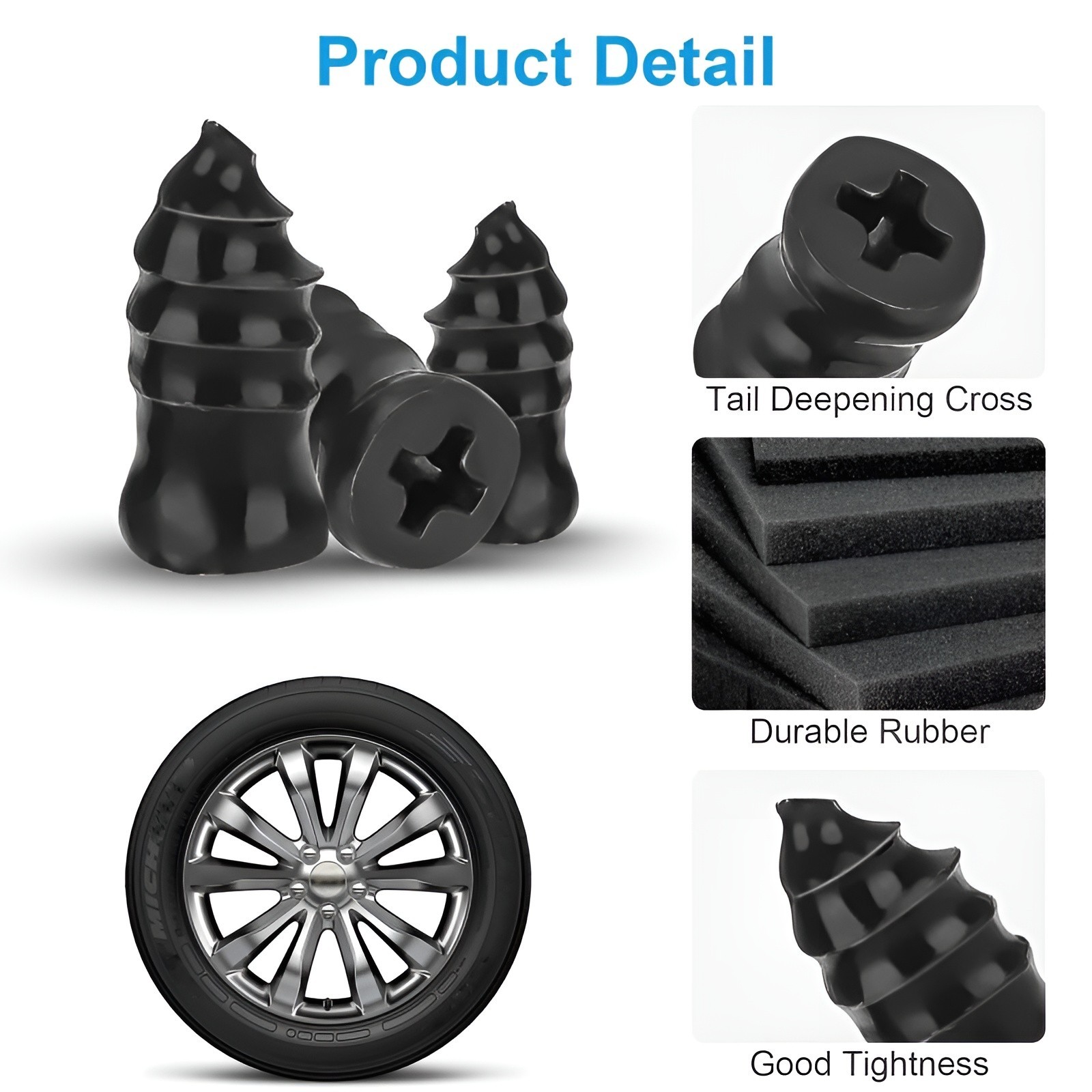 100Pcs Tire Repair Rubber Nails Emergency Puncture Repair Screws Kit