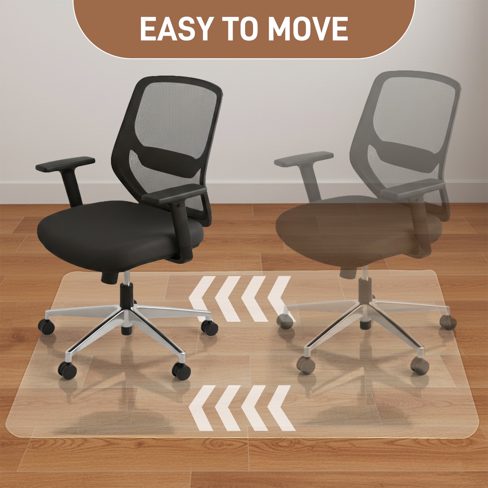Desk Chair Floor Mat 30"x48", Durable 0.08" Thick PVC Mat with Rounded Corners