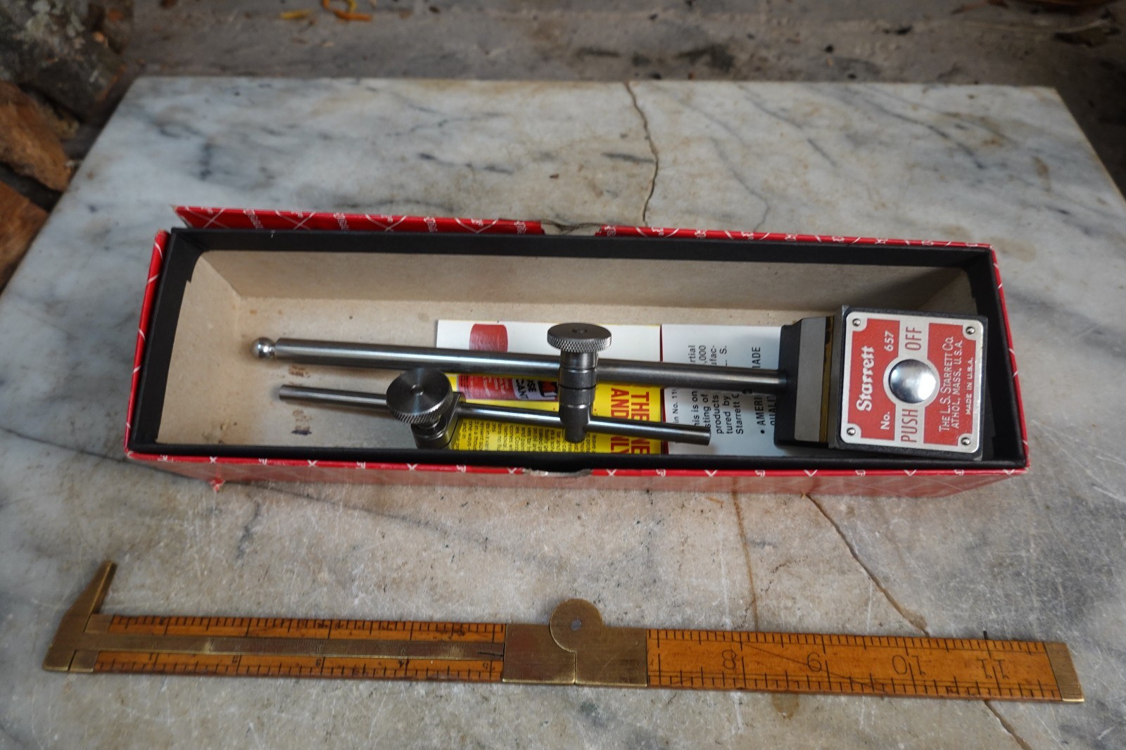 LS STARRETT MAG BASE IND HOLDER 657AA UNUSED Original Box Machinist Mechanic