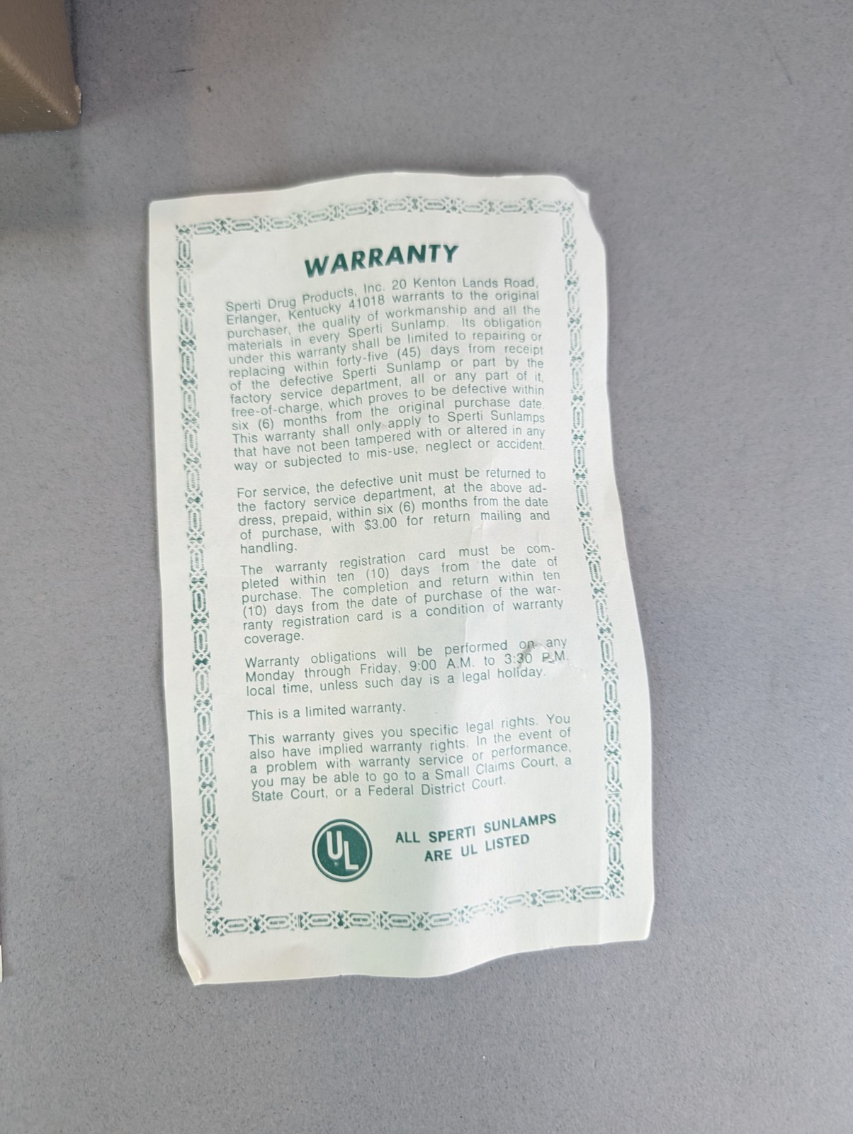 Vintage Sperti The Complete Sunlamp San Remo Model P-164 w/ Bulb!