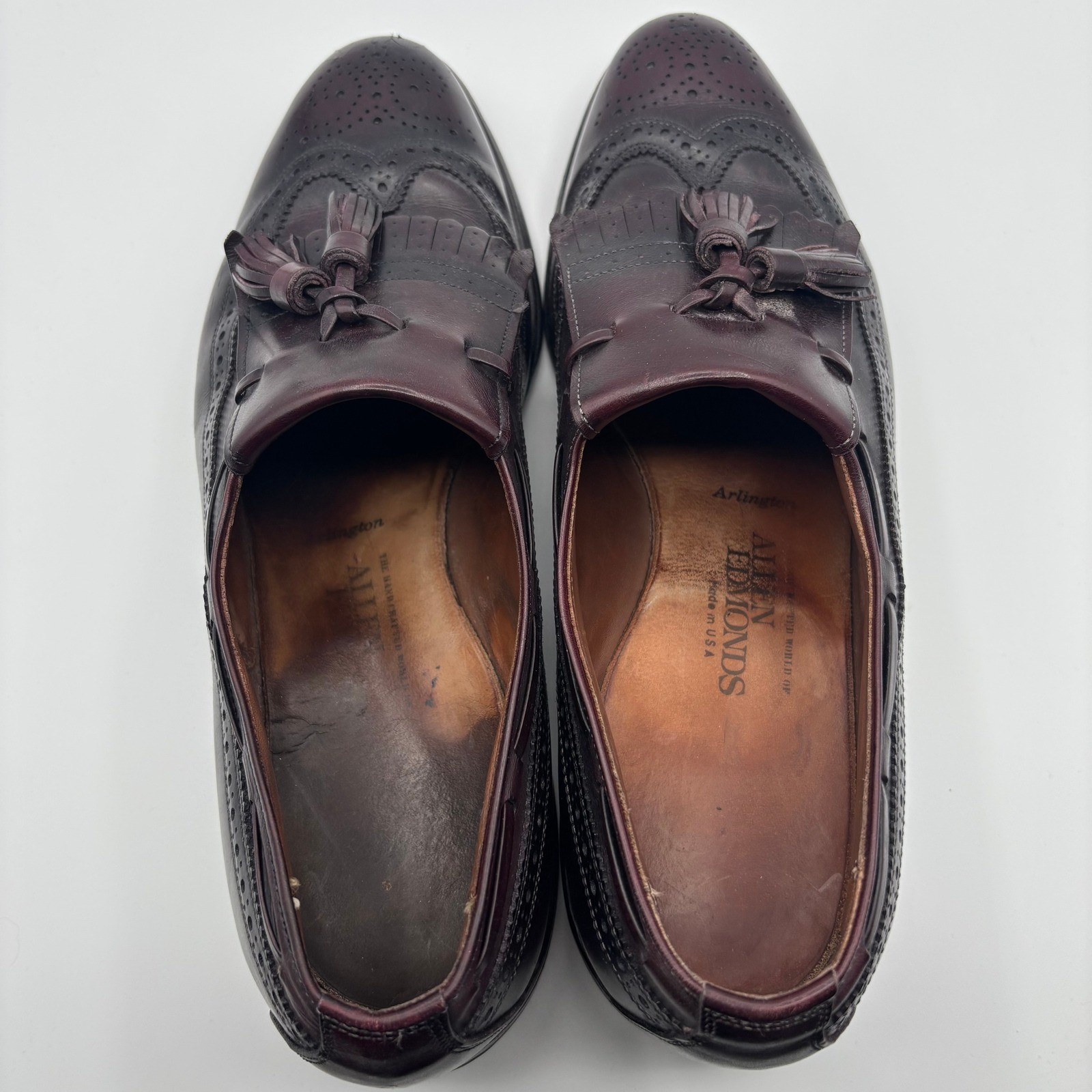 Allen Edmonds Arlington Burgundy Wingtip Tassel Loafers Mens Size 11 B *FLAW