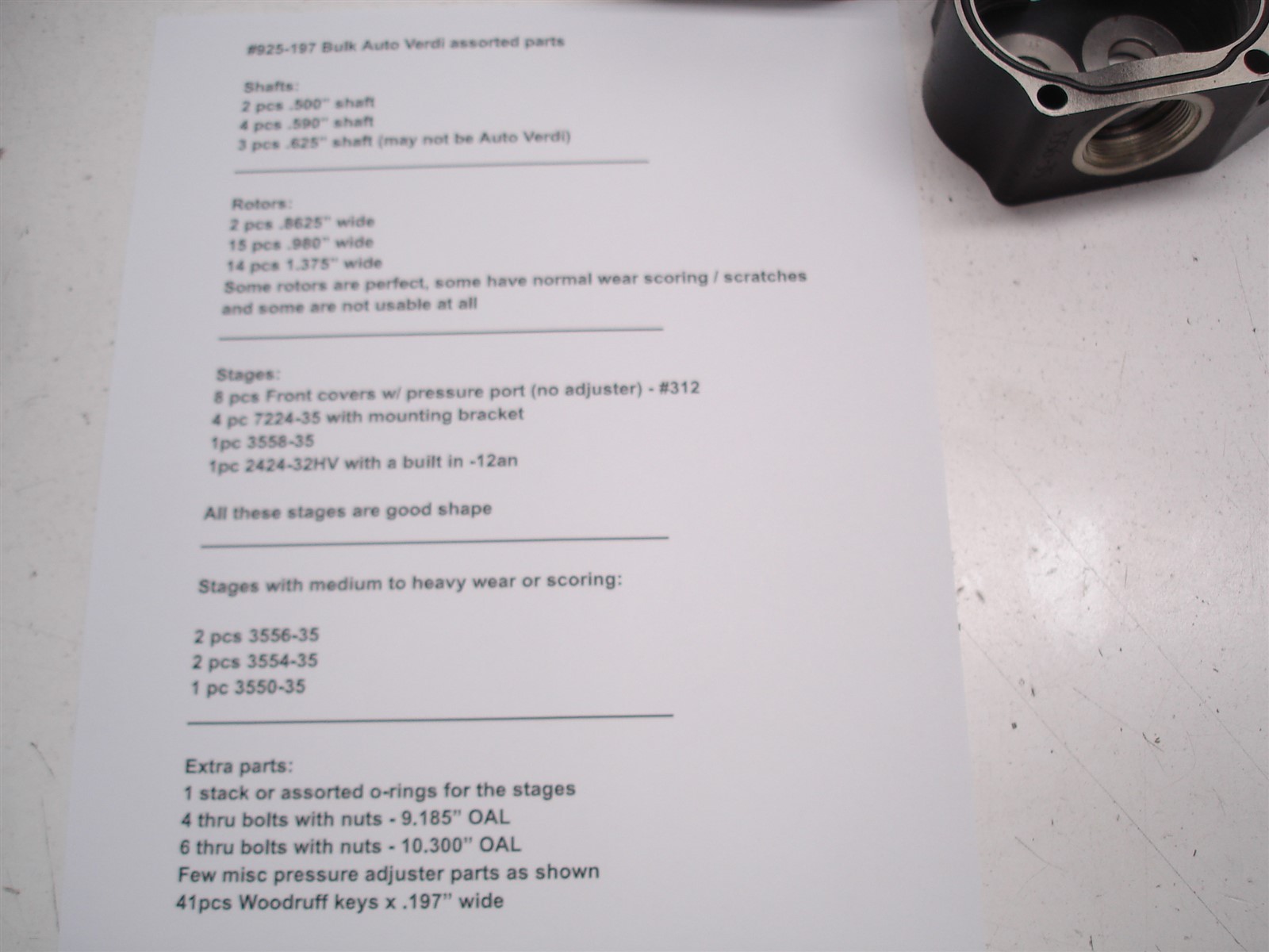 NASCAR BULK LOT AUTO VERDI ALUMINUM ROTOR TYPE DRY SUMP OIL PUMP ASSORTED PARTS