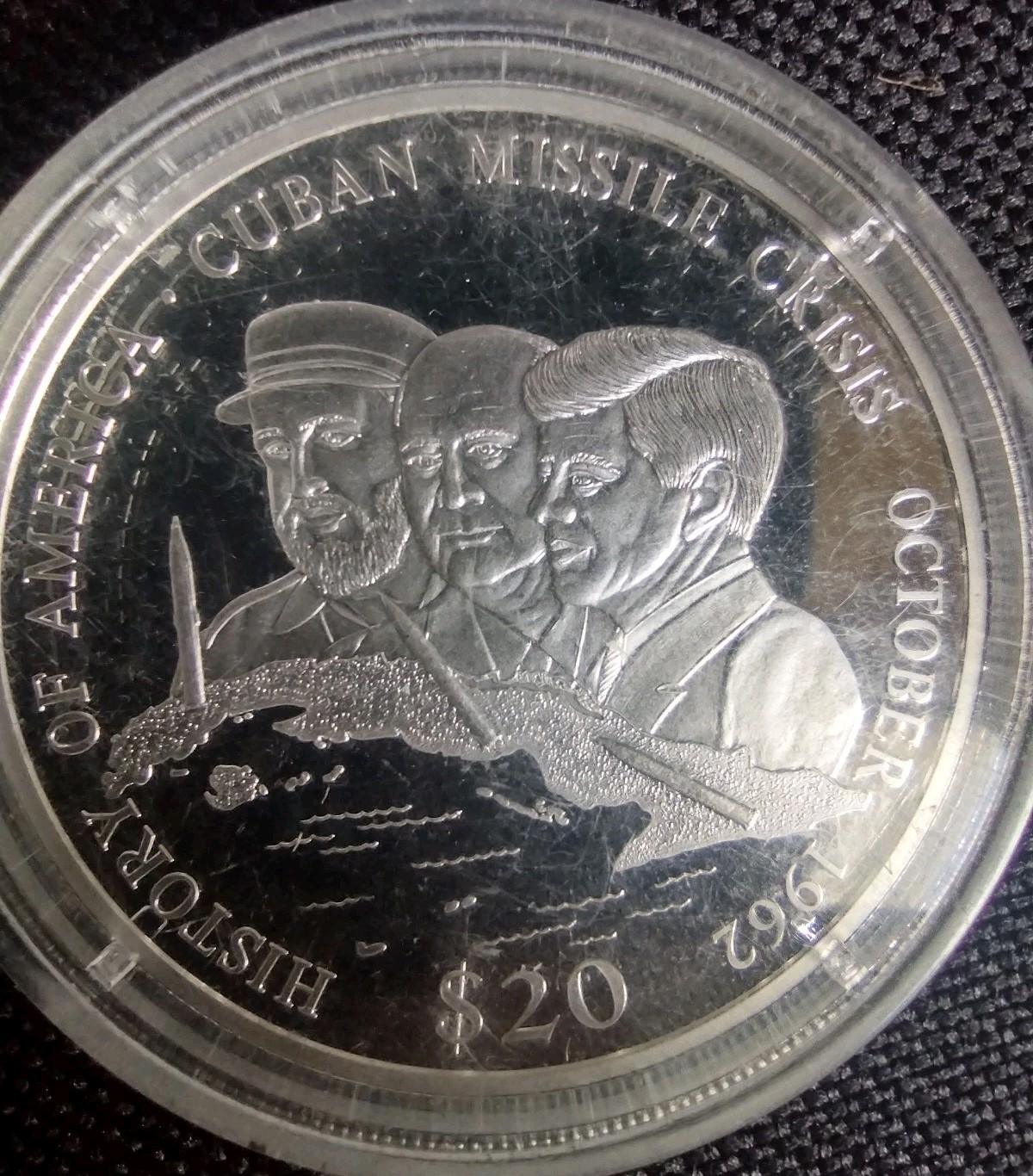 Silver .999 Coin 20 Grams History of America JFK Castro Soviet Nikita Khrushchev