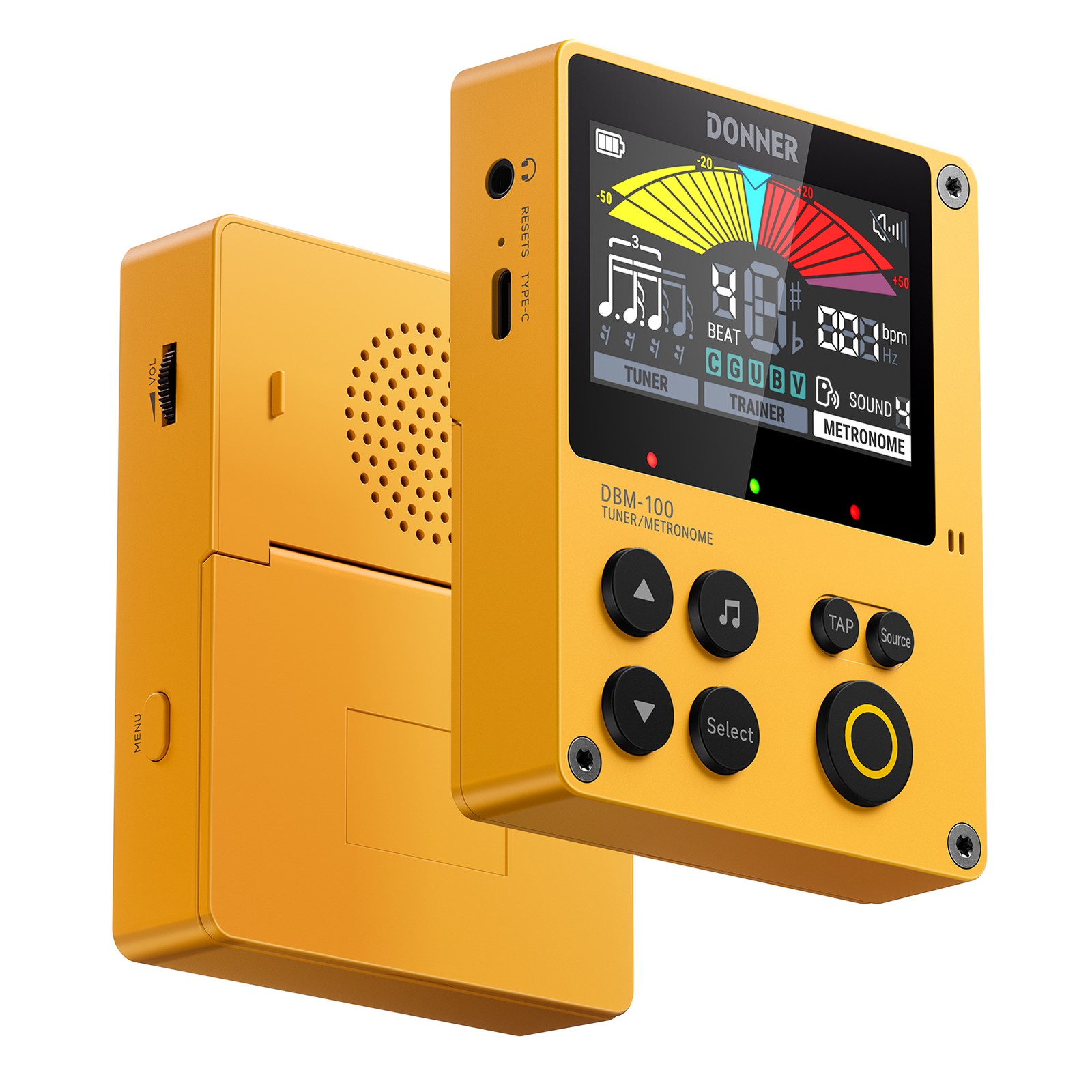 Donner DBM-100 Digital Metronome Tuner Guitar Bass Piano Drum Saxophone | Yellow