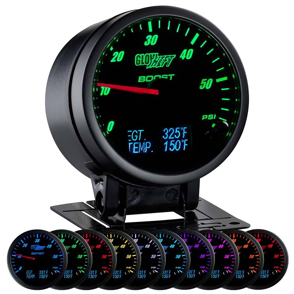 GlowShift 3in1 Diesel Combo Gauge - 60psi TURBO BOOST PYROMETER TRANS TEMP