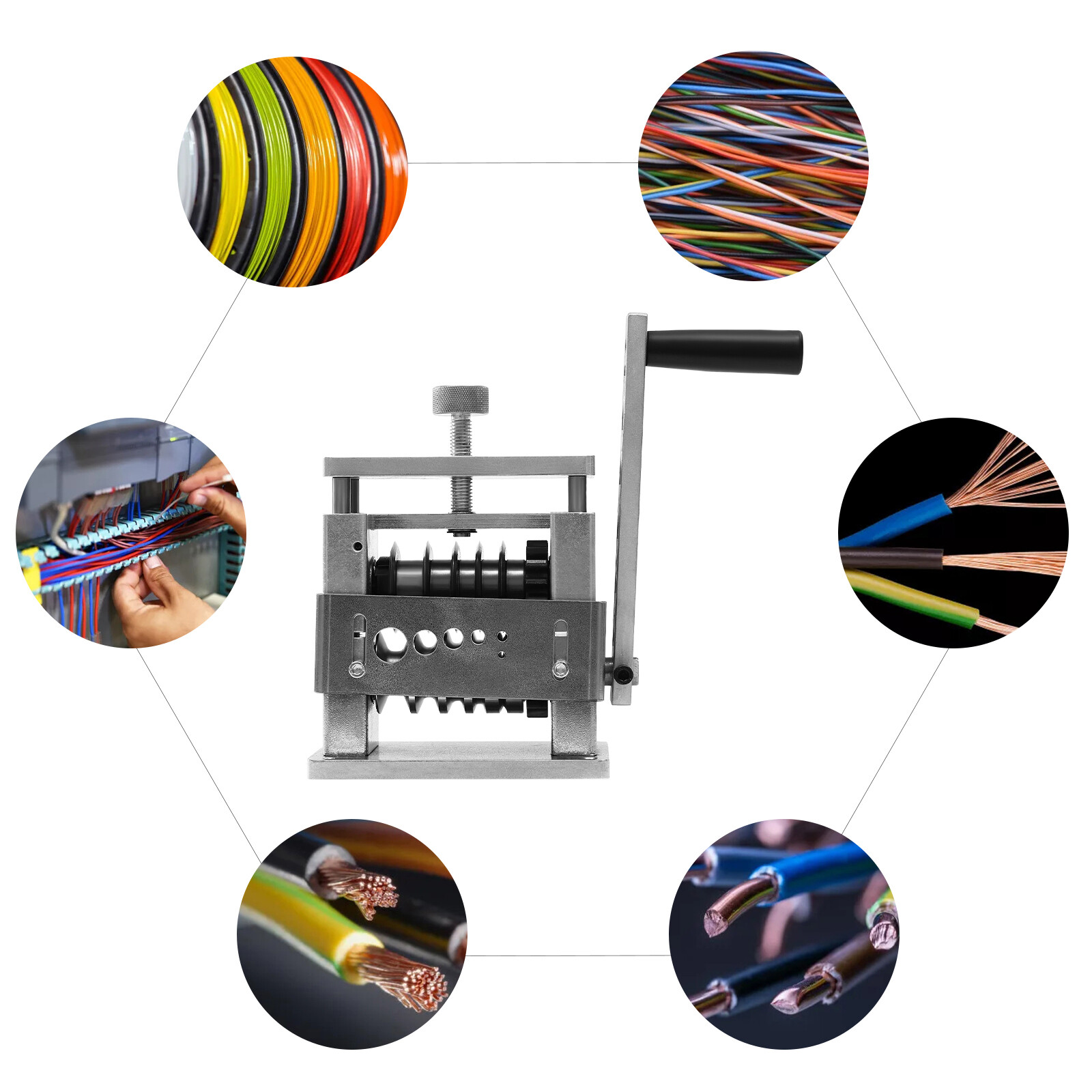 6 Holes Manual Cable Wire Stripping Machine Manual Wire Stripping Tool Silver