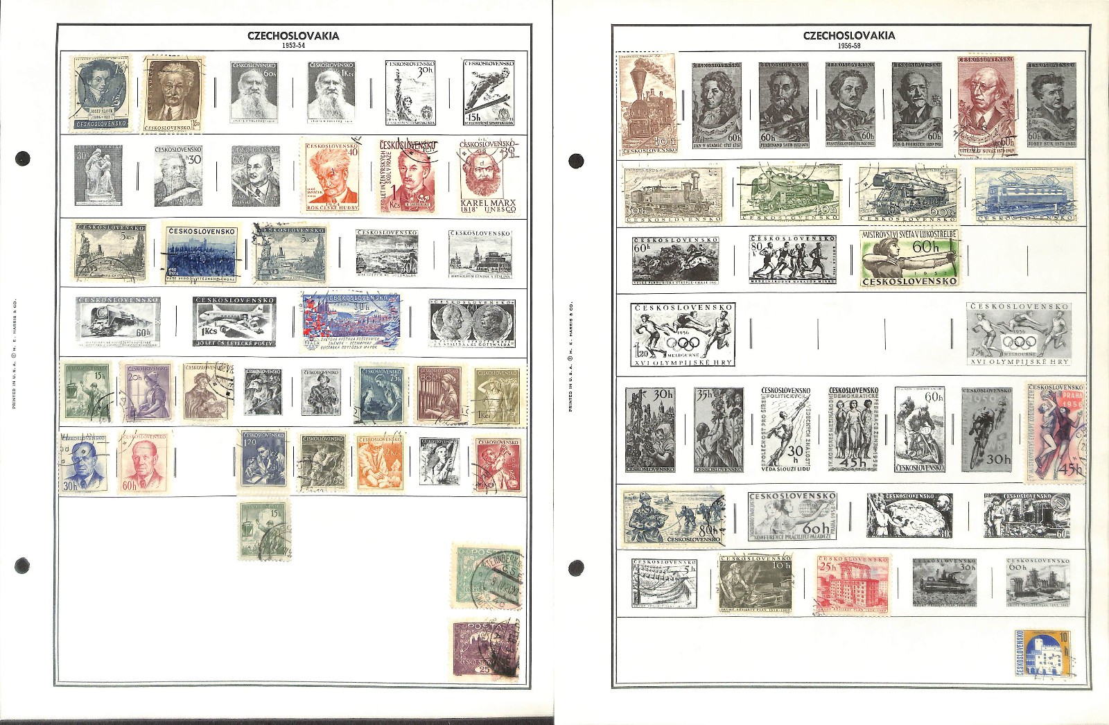 Czechoslovakia Stamp Collection on 50 Harris Pages, 1918-1983 (BK)