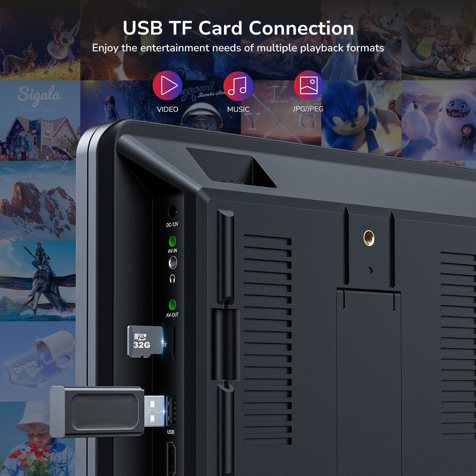 2X10.5" Full HD Screen Car Headrest DVD Player TV Monitor USB HDMI w/ Headsets