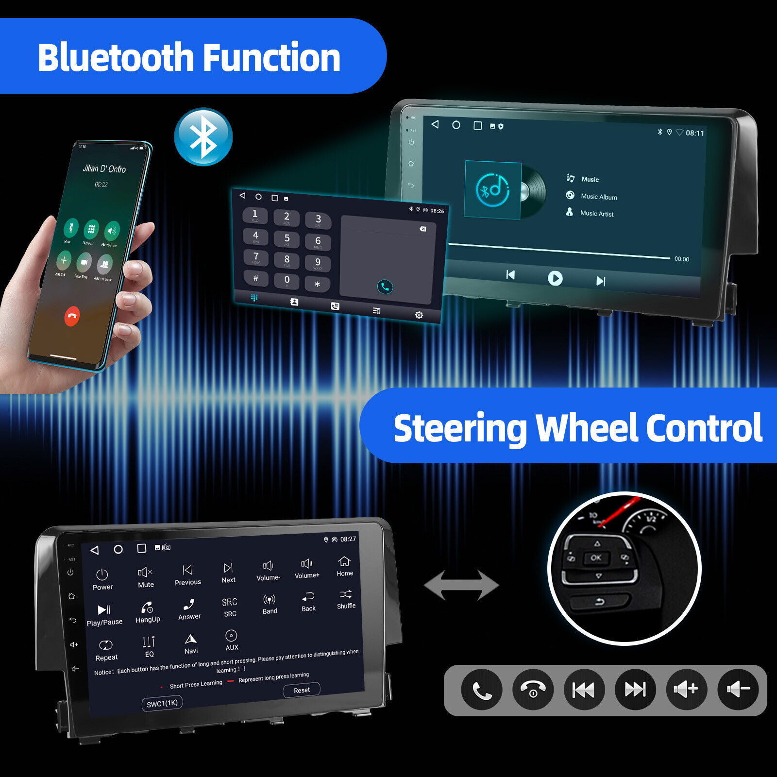 Android 13 Carplay Car Stereo Radio GPS WIFI For Honda Civic 2016-2020 Head Unit