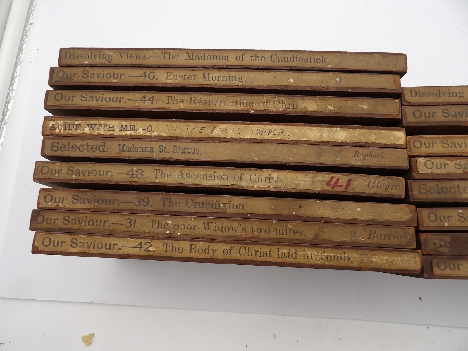 20 Magic Lantern 4x7 Wood Slides Christian Scenes