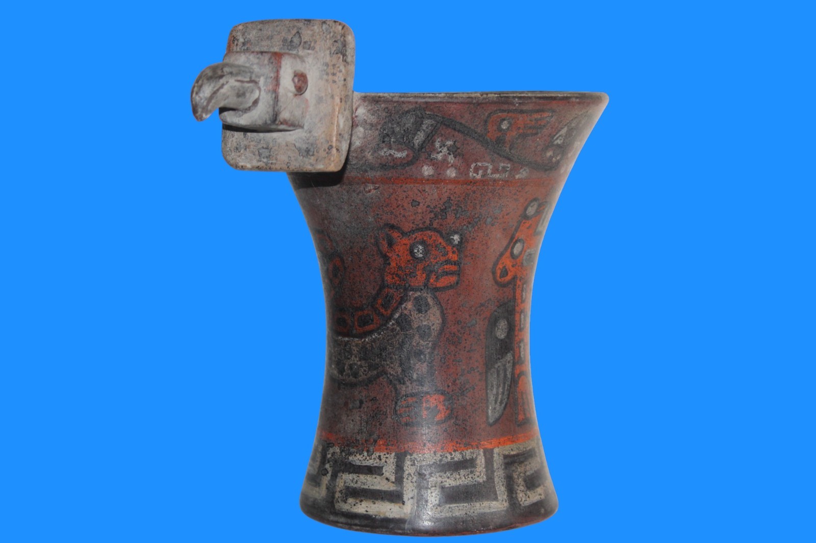 Museum Replica of a Pre Columbian Artifact Peru Big Tiahuanaco Condor Beaker B09