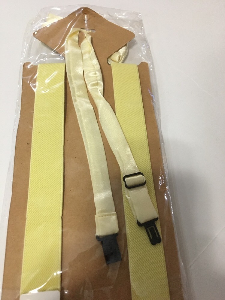 JIERKU Kids Clip On Suspenders Pre Tied Bow Tie Suspenders/Bow Tie Yellow