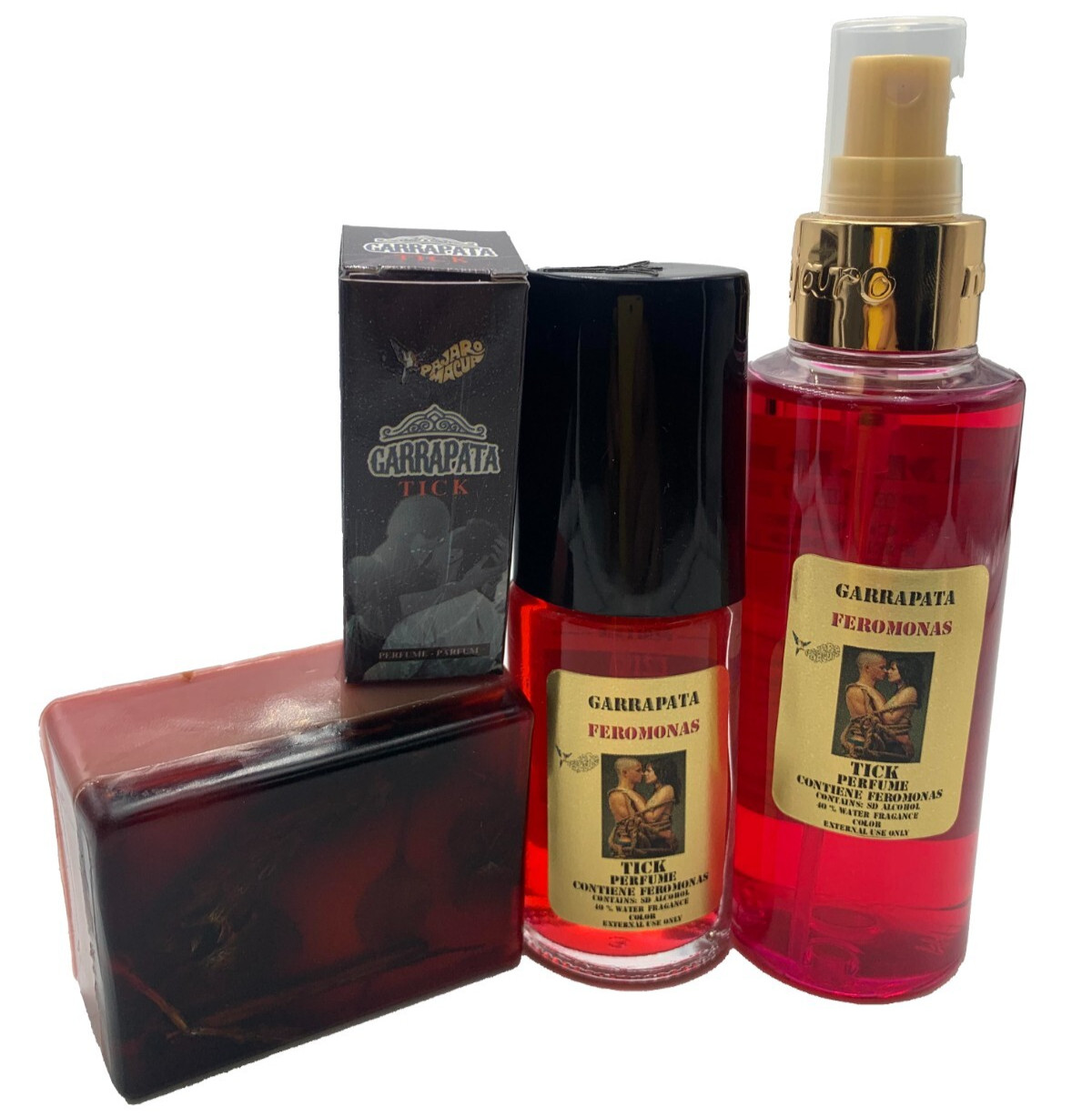 Perfume garrapata con feromonas del pajaro macua - kit