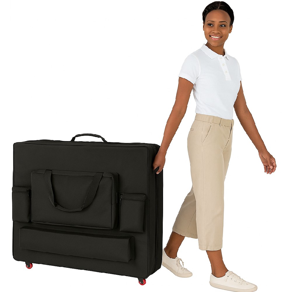 Deluxe Massage Table Carry Case – Heavy Duty Padded Bag w/Pockets & Wheels (32")