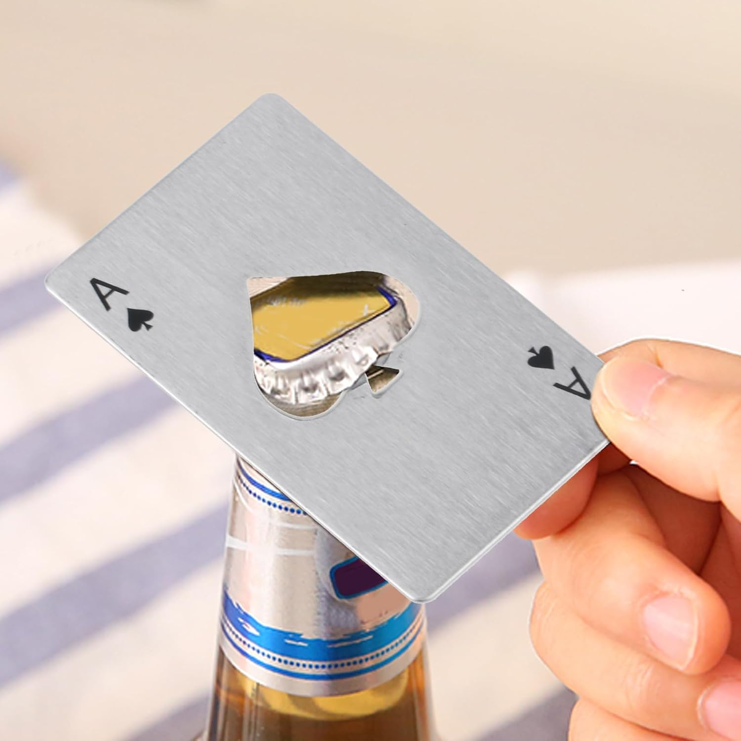 10 Pcs Ace of Spades Bottle Openers, Poker Card Bottle Openers, Stainless Steel