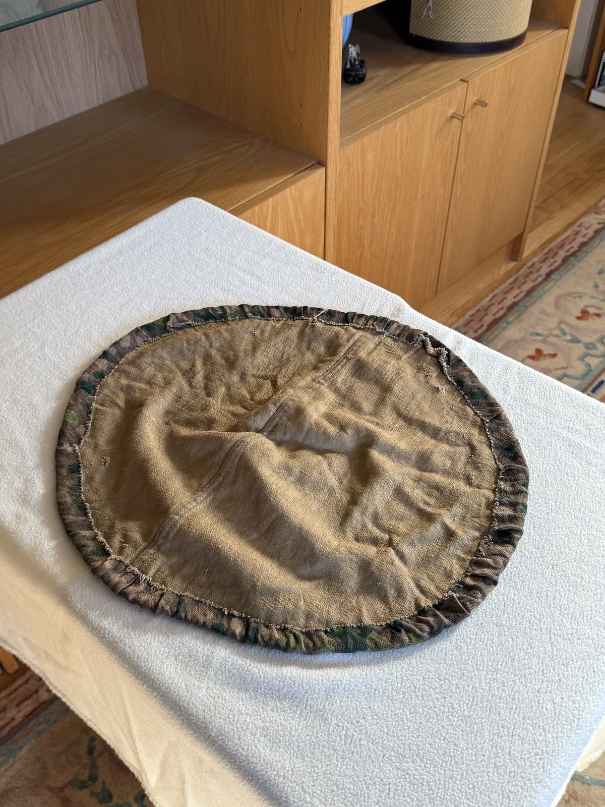 Original WW2 German Field Made HBT Helmet Cover Pea Dot 44 Camo Stamped